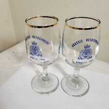 Vintage RCMP 1992 AGASSIZ Canadian Mounted Police Mounties Wine Glass Set of 2 picture