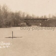 1907 RPPC Railroad RR Railway Bridge Over Pond Williamstown New York Postcard picture