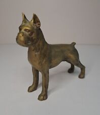 Brass Boxer Bulldog Dog Figurine Patina picture