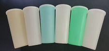 Vintage Tupperware 16 OZ Pastel Tumbler Drinking Cups #107 Set 6 Cups And Lids picture