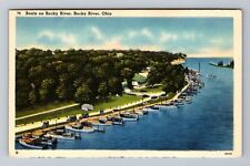 Rocky River OH-Ohio, Boats on Rocky River, Antique Vintage Souvenir Postcard picture
