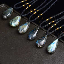 10Pcs Top Natural Water Drop Labradorite Pendant Quartz Crystal Healing Necklace picture