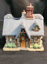 2006 Thomas Kinkade Tea Light Candle Holder Village House Thatch Roof Home Inter picture