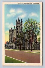 Tiffin OH-Ohio, St Mary's Catholic Church, Antique, Vintage Souvenir Postcard picture