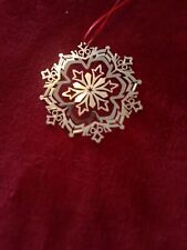 Vintage Lunt USA 1997 24k Gold Plated Snowflake Christmas Tree  Ornament EUC picture