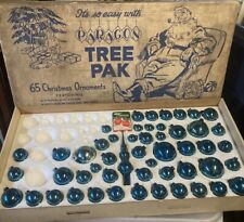 Vtg Paragon Tree Pak Christmas Tree Blue Ornament PARTIAL Set Original Box RARE picture