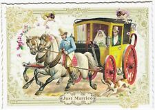 Postcard Tausendschoen Just Married Newly Weds Horse Drawn Carriage Postcrossing picture