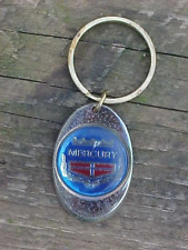 1970s Mercury Moody Blue Keychain Solid Brass Key Ring Indiana USA GC picture
