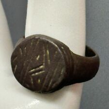 Vintage Medieval Bronze Ring Signet Ring Engraved picture