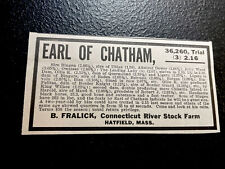 1913 EARL OF CHATHAM Horse Racing Farm Advertising - Hatfield - Massachusetts picture