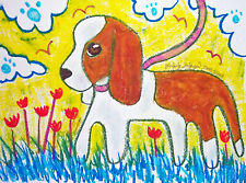 4 x 6 Art Print BEAGLE Bright Sunshiny Day by Dog Artist KSams Vintage Style picture