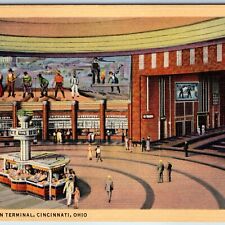1933 Cincinnati, Ohio Union Terminal Lobby Mural American Pioneers Interior A225 picture