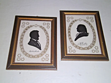 Pair Vintage Framed Silhouettes | Abraham Lincoln and Benjamin Franklin  6.5x8.5 picture
