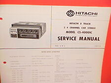 1972 HITACHI 8-TRACK STEREO TAPE PLAYER FACTORY SERVICE MANUAL MODEL CS-4000IC picture