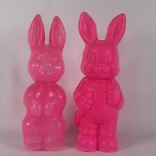 Easter Bunny Blow Mold Plastic Candy Holder Removable Head 6.5” Vintage Set Lot picture