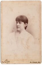 CIRCA 1890s CABINET CARD LOJO GORGEOUS YOUNG LADY IN DRESS ST. JOSEPH MISSOURI picture