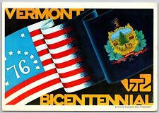 Bicentennial postcard Patriotic 1976 Vermont Greetings flag picture