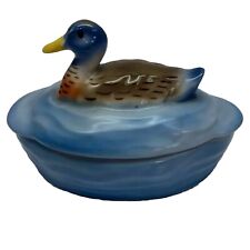 Vintage Mid-Century PV Czechoslovakia Ceramic Blue Duck Lidded 5