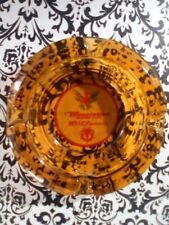 Thunderbird Red Lion Motor Inns VTG Round Ashtray Amber Glass Tobacco Ash Tray picture