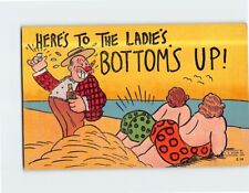 Postcard Beach Scene Here's to the Ladies Bottoms Up Humor Card picture