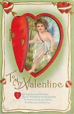 Nash Valentines Day Embossed Postcard 41  Cupid Comes Through Heart Door picture