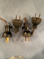  Vintage lot of 4--2 prong Black old Hard Rubber style Lamp Plug End c1930s picture