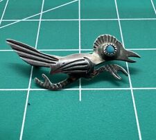 VNT Old Pawn Zuni Native American Sterling Turquoise Roadrunner Pin Brooch:) picture