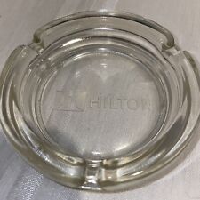 Vintage HILTON CASINO HOTEL clear glass ASHTRAY (4) CIGARETTE Rests A50 picture