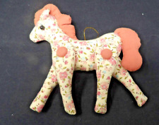 Vintage Handmade Fabric Horse Christmas Ornament w/Movable Legs 5 1/2