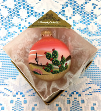 Hand Painted SOUTHWESTERN Glass Ornament PRICKLY PEAR CACTUS by Brenda J Schodt picture