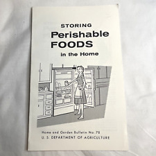 US Department Of Agriculture Booklet Storing Perishable Foods Nutrition 1971 picture
