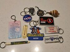 Retro Vintage Novelty Keychain Lot Elvis NYPD Fire Helmet Thermometer Nasa picture