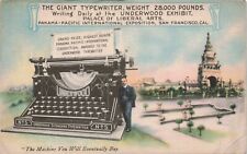 Giant Underwood Typewriter San Francisco Expo 1915 Vintage Advertising  Postcard picture
