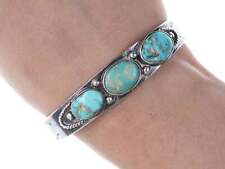 c1940's Navajo Stamped silver and turquoise bracelet picture