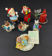 Vintage Christmas Mice Hanging Holiday Ornaments Assorted Lot of 7 picture