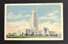Lincoln, Nebraska Vintage Postcard State Capital Building -Linen Lithograph 1939 picture