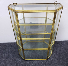 Vintage Brass Glass Curio Cabinet  Shelf Door Display Case 9.25in high picture