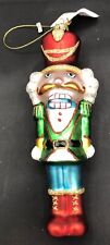Large Blown Glass Nutcracker  Christmas Ornament  6” hand painted Green Red Blue picture