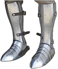 Medieval Steel Greaves Armour Pair With Sabaton Sca Combat Fighting Armour picture
