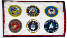 United States Military U.S. Armed Forces with All 6 Seals Flag 3X5 Ft - UV Fade  picture