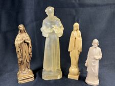 VTG Lot 4 Religious Statues Lady Lourdes St Francis Mary St Joseph Resin Plastic picture