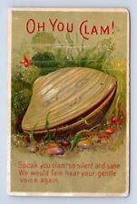 CLAM in Shell~~Oh You Clam~ Vintage COMIC FANTASY POSTCARD-g616 picture