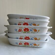 Set Of 5 Vintage Caserole Japan Oven Proof Small Baking Dishes Bright Colors picture