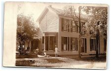 1907-29 Rppc Postcard House 2 Story Windows Porch Fence Chairs Woman Girl  Pose picture