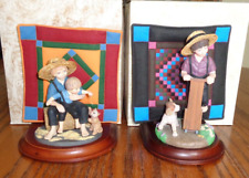 Lot of  Amish Heritage Collection Figurines With Quilts #30013, #30017 picture