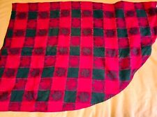 Christmas Plaid Poinsettia Tablecloth 55x78 Oval Red Green Gold Tinsel Vintage picture