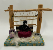 Navajo Doll Woman Papoose Baby Weaving on Loom Beaded Necklace Dress Hair picture