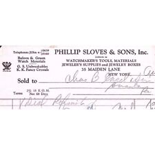 1935 NEW YORK PHILLIP SLOVES & SONS WATCHMAKER'S TOOLS BILLHEAD INVOICE  Z173 picture