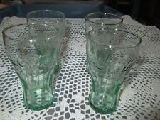 6 oz Coca-Cola Juice Glasses Libbey Green Soda. Coke 4.5 Inch Tall ~ Set Of 4 picture