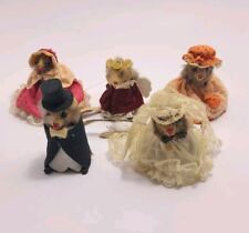 Vintage RUSS Real Fur Angel Bride Groom Dress Taxidermy Toy Figure Doll 2